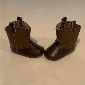 Newborn brown cowboy boots soft sole velcro close